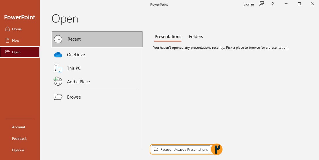ریکاوری فایل پاورپوینت با ابزار Recover Unsaved Presentations