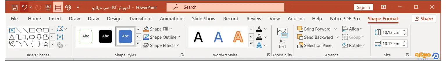 تب وابسته Shape Format
