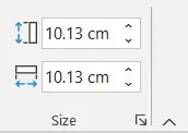 بخش Size برای تغییر اندازه شکل