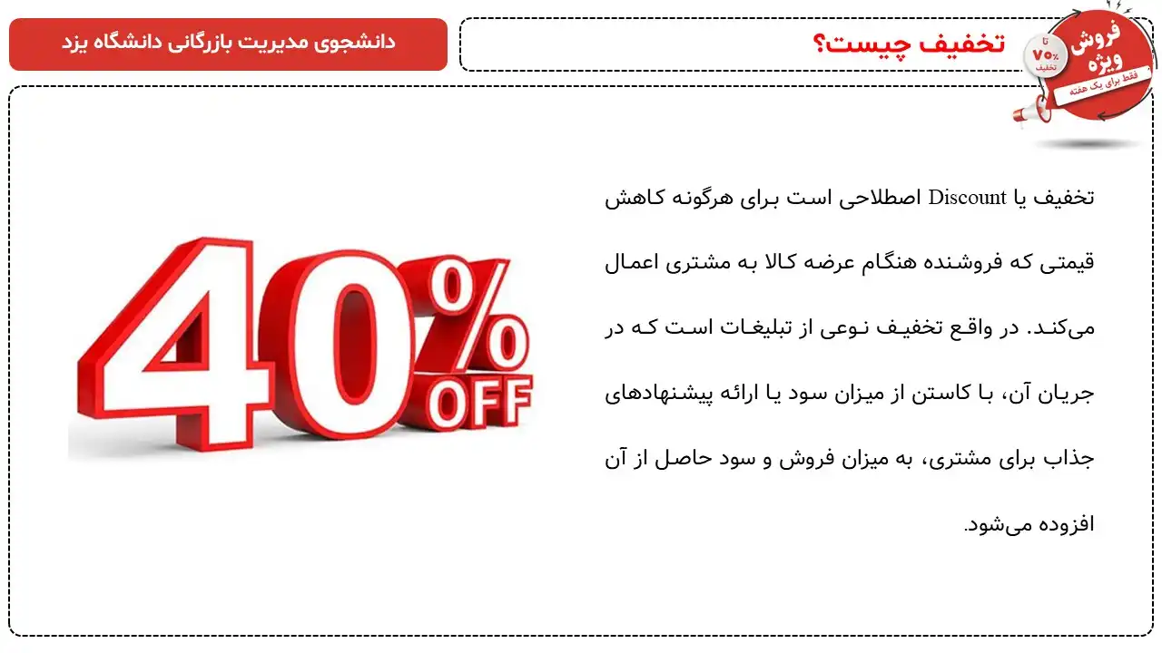 پاورپوینت اصول تخفیف در بازاریابی