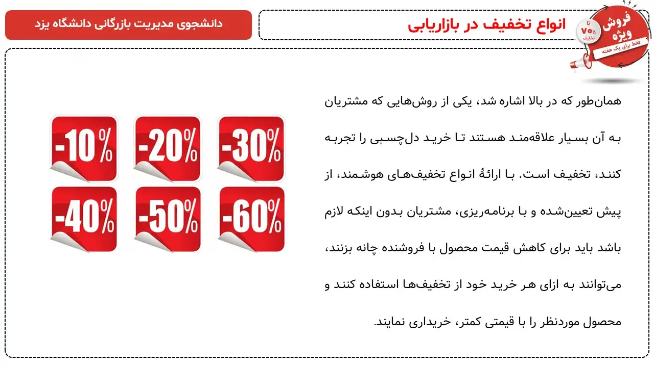 پاورپوینت اصول تخفیف در بازاریابی