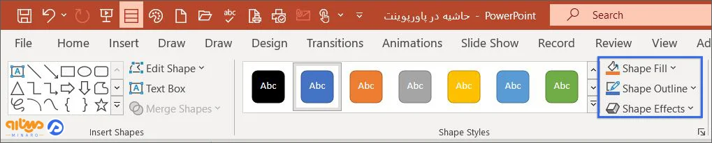 تنظیم کردن کادر برای پاورپوینت با سربرگ Format