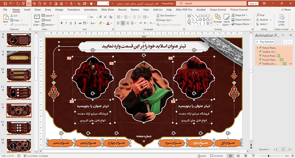 قالب پاورپوینت گزارش عملکرد هیئت