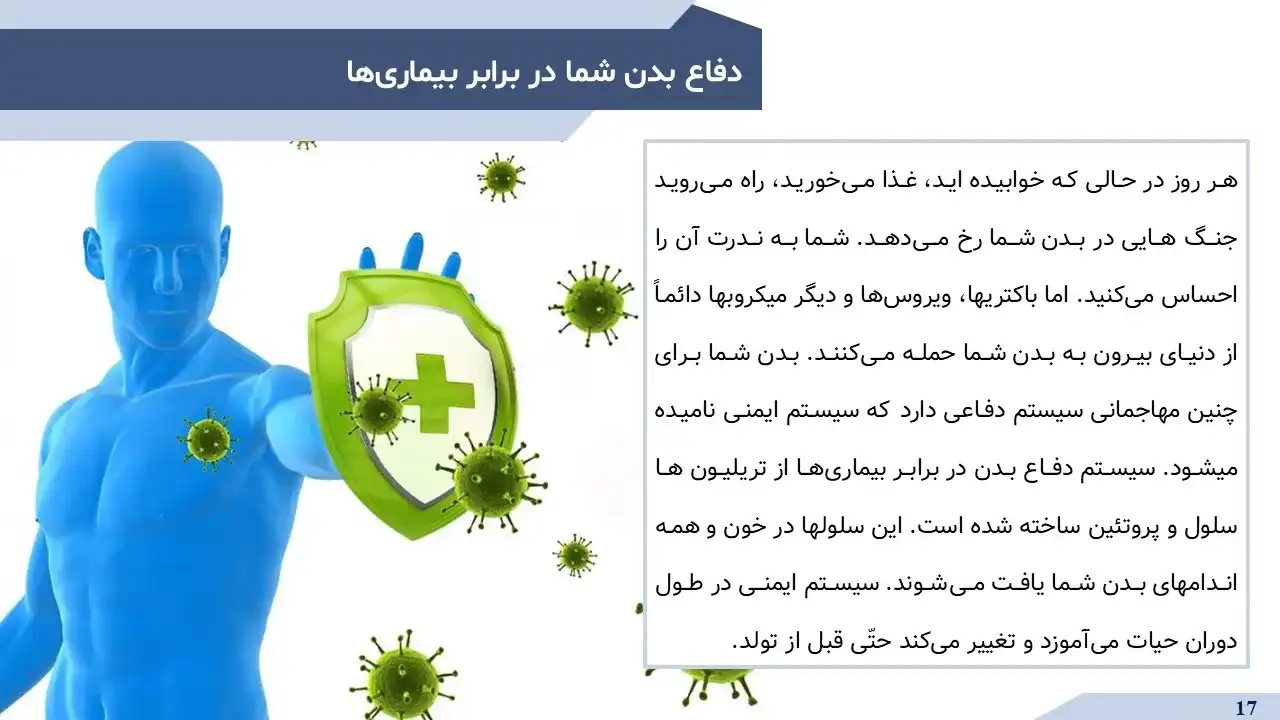 پاورپوینت مکانیسم های دفاعی بدن در برابر بیماری ها