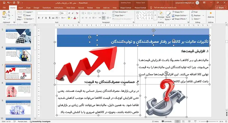 پاورپوینت نقش کالا در بازارهای مالیاتی