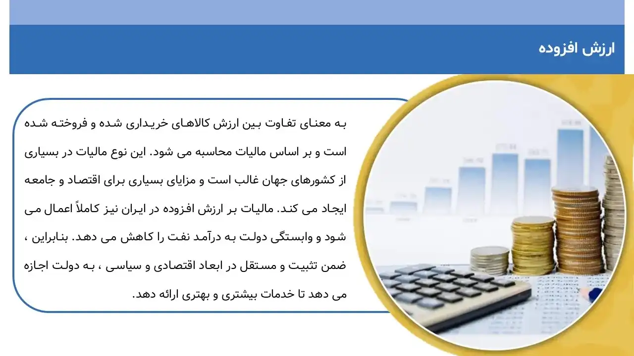 پاورپوینت نقش کالا در بازارهای مالیاتی