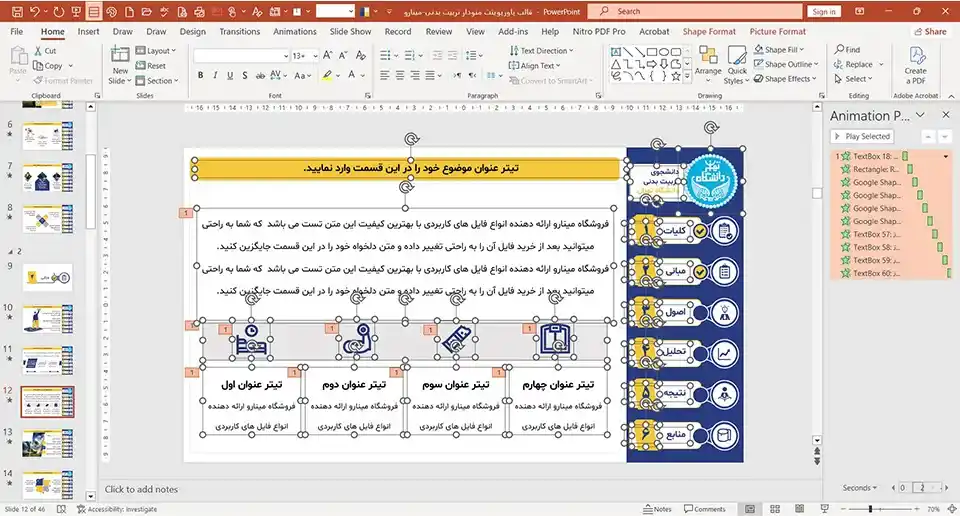 قالب پاورپوینت منودار تربیت بدنی (مناسب پایان نامه)