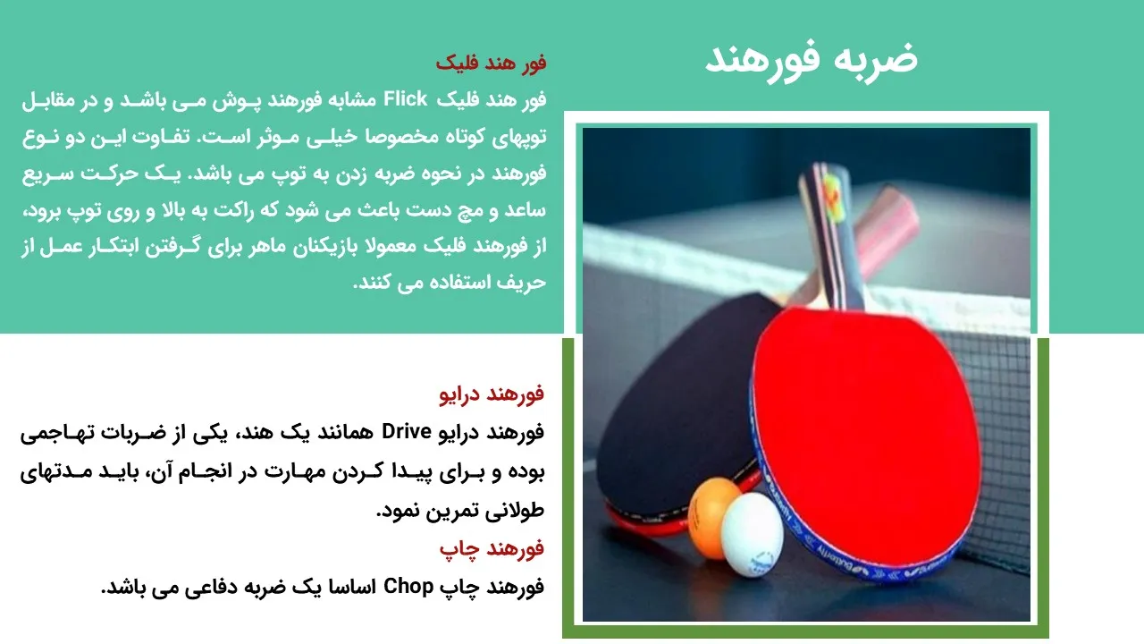 forehand-shots-powerpoint-04 پاورپوینت آشنایی با ضربات فورهند و بک هند در تنیس روی میز