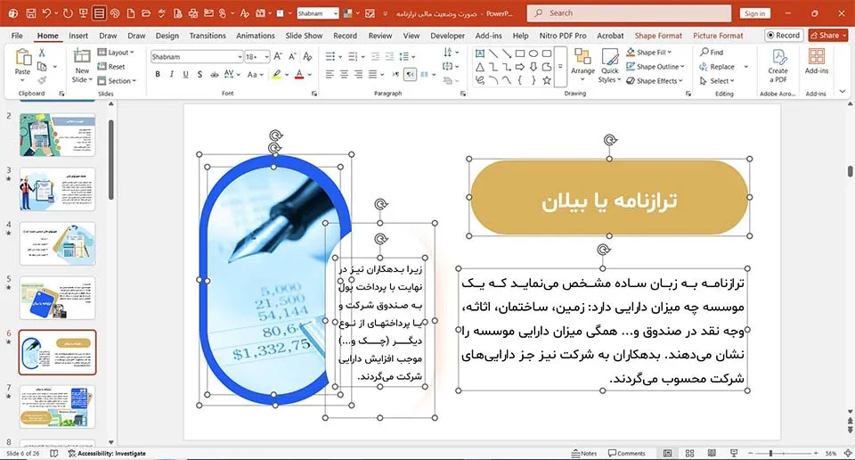 پاورپوینت صورت وضعیت مالی ترازنامه