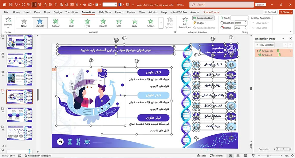 قالب پاورپوینت پایان نامه ژنتیک