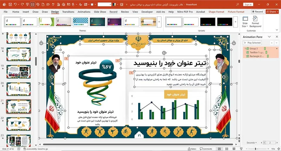 قالب پاورپوینت گزارش عملکرد ورزش و جوانان