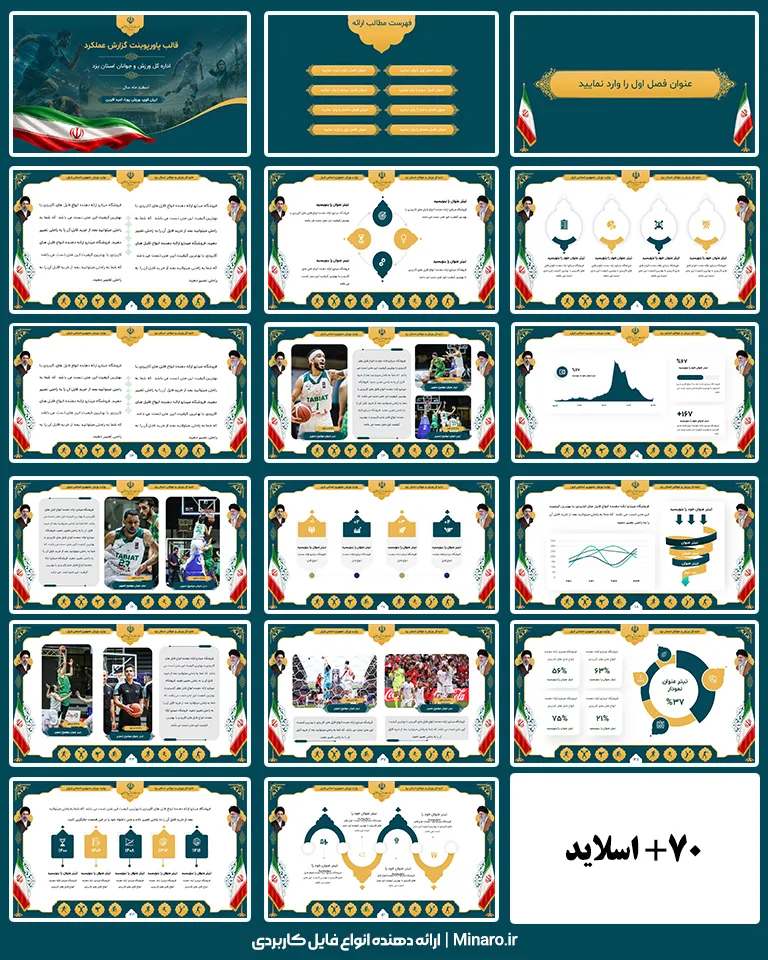قالب پاورپوینت گزارش عملکرد ورزش و جوانان